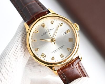Rolex Oyster Perpetual Date 9015 Movement 28800/h 40mm 316L Steel Italian leather Band Watch